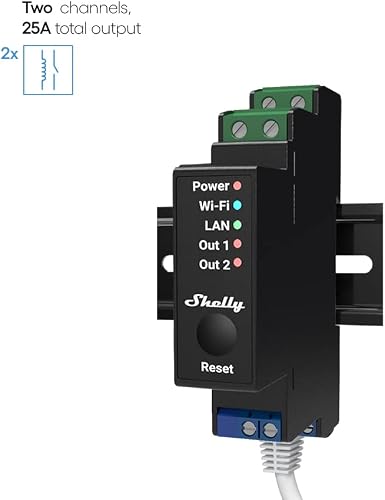 Shelly Pro 2PM Relais smart WI-FI LAN Bluetooth 2 canaux, barre DIN, professionnel - 2