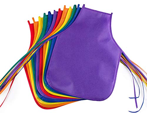 Lyivssuy Children's Artists Fabric Aprons - Classroom,Kitchen, Community Event, Crafts & Art Painting Activity. Safe Clean 12 Pack Assorted Colors #TOP1
