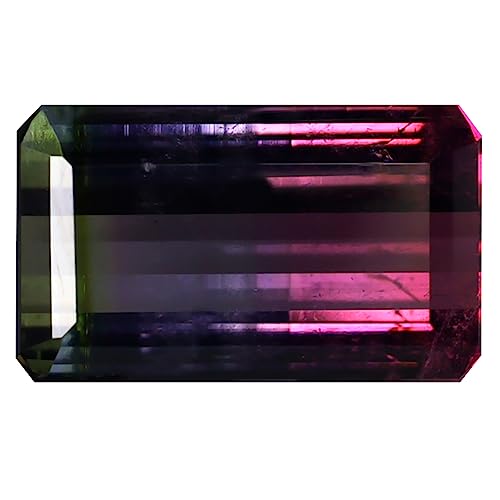 Tourmaline pastèque 13x8 mm octogone non traitée, une pierre précieuse d'exception