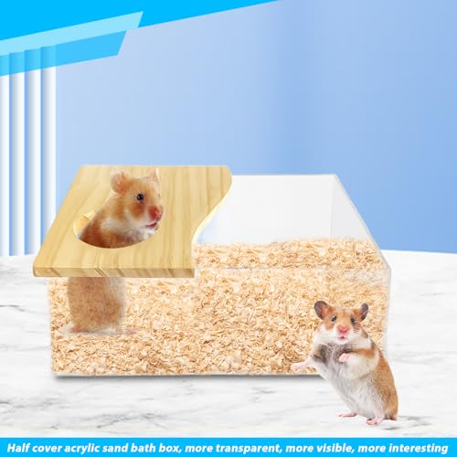 Haustier Hamster Badezimmer, Hamster Toilette, Sandbad Blühende Ratte, Sandbad Container Toilette Transparente Acryl Lemminge Badebox, Abnehmbarer Meerschweinchen Sand Badezimmer für Mäuse Lemminge