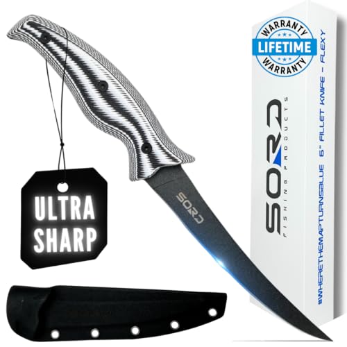 SORD Filet Knife for Fish - 6' Razor Sharp Fillet & Boning Knife - Saltwater and Freshwater Fishing - Includes Kydex Sheath - G10 Non Slip Grip | Full Tang Blade | Superior Corrosion Resistance