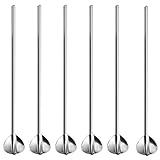 Mirrwin Pajilla de Metal Reutilizable Pajitas Cuchara de Metal para cócteles Paja reutilizable pajitas cóctel cucharas Plata Se puede usar para jugos de frutas helados leche batidos etc