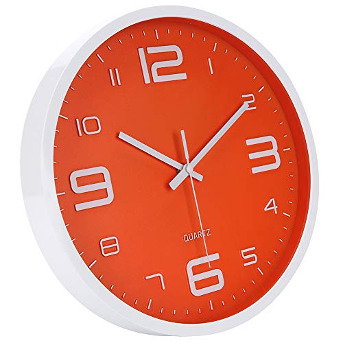 image for JoFomp 3D Number Dial Face Modern Wall Clock, 12 Inch Non-Ticking Sile