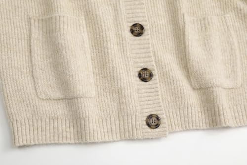 Image of Women's Knit Cardigans Open Front Long Sleeve V Neck Button Down Loose Cardigan Sweaters Cable Knit Outwear Coats