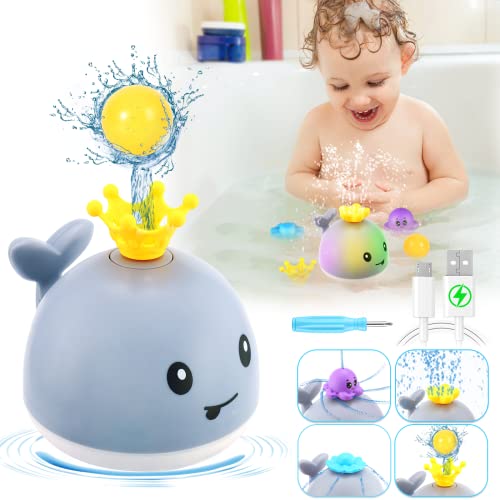 Image of Gigilli Baby Bath Toys with 4 Modes, Bath Toys for Kids Ages 1-3, 1 Year Old Boy Girl Gifts Christmas Stocking Stuffers for Babies 6-12-18 Months, Light Up Whale Bath Toy Toddler Birthday Bathtub Toy