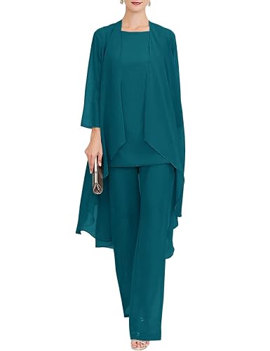 Zongqiven Mother of The Bride Pant Suits Wedding 3Pcs Formal