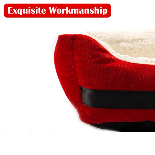 Hollypet Pet Bed Christmas Printed Rectangle Plush Dog Cat Bed Self-Warming Pet Bed, Christmas Belt #TOP5