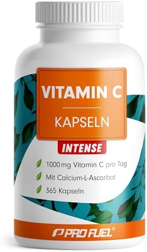 Vitamin C Kapseln 365x - 1000 mg Vitamin C gepuffert pro Tagesportion (2 Kapseln) - hochwertiges Calcium-Ascorbat - zur täglichen Einnahme - laborgeprüft mit Zertifikat - 100% vega