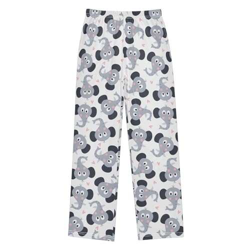 Elephant Love Boys Long Pants Soft Trousers Elastic Waist Kids Lounge Bottoms with Pockets S-XL