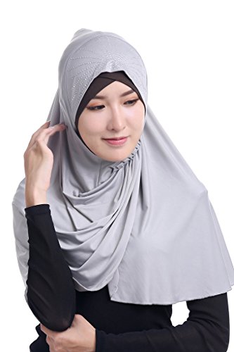 GladThink Womens Muslim Ice Silk Große Größe Hijab LightGrau