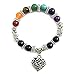 Ogquaton Vintage 7 Chakra Balance Pierre Perlé Bracelet Coeur Charme Bracelet pour Femmes Banquet Festival Décor Portable et Utile