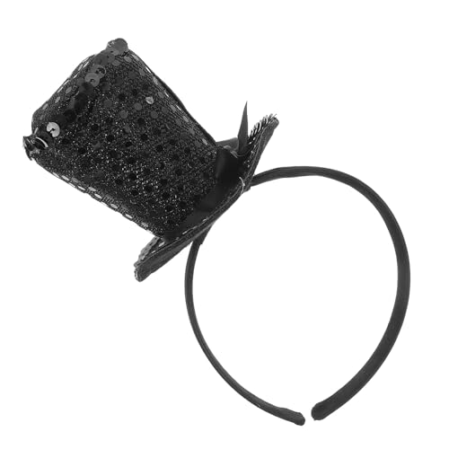 Gatuida Diadema con sombrero de copa para fiesta: tocado con lazo para mujer, diadema con lentejuelas, ideal para Halloween, disfraces, accesorios para fotomatón, adultos y adolescentes.