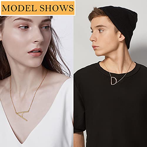 Kissyan Large Initial Necklace Sideways, 18K Gold Plate Big Letters Pendant Necklace Script Name Monogram Pendant, Minimalist Necklace Jewelry Gift For Women (A) #TOP2