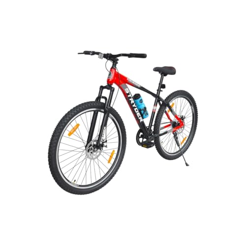 Image of Stryder 29T Krueger Mountain Cycle for Men & Women with Front Suspension and Dual Disc Brake | Single Speed Cycle - Ideal for 12+ Years (Frame: 18 Inches) (Black Red)