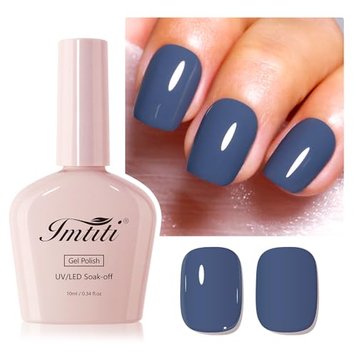 Imtiti Deep Grey Gel Nail Polish, 1Pcs Grey Blue Gel Polish Soak Off UV LED Gel Polish, Long Lasting, Nail Art Manicure Salon DIY at Home for Autumn and Winter (0.34 Fl Oz-1913)