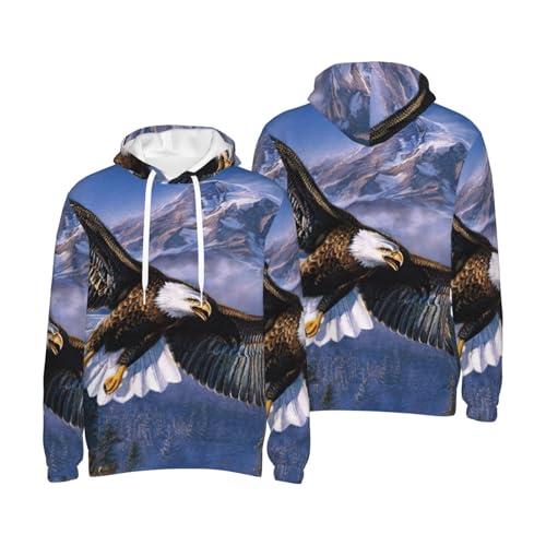 Pull à capuche imprimé aigle volant pour homme avec cordon de serrage - 7