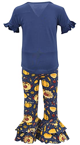 Image of Unique Baby 2 Piece Girls Double Ruffle Leggings Outfit with Short Sleeve Shirt Kid and Toddler Clothes Set