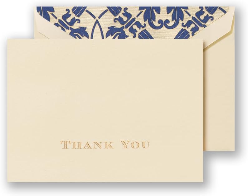 Crane & Co. Gold Hand Engraved Regency Thank You Note (CT1265)