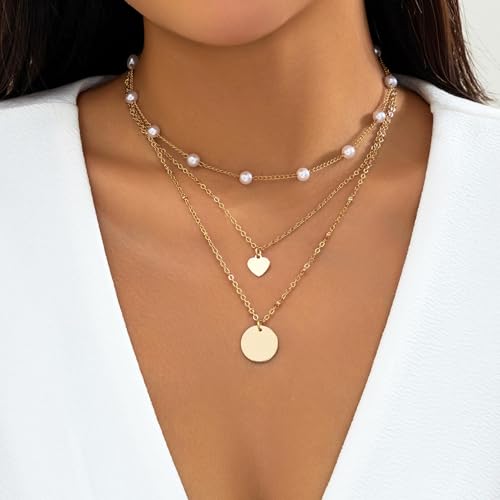 Collar punk para hombre y mujer con cadena de eslabones y perlas 2