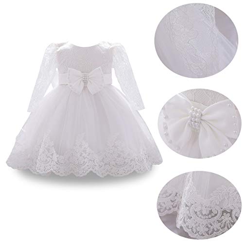 HIHCBF Baby Girls 1st Birthday Cake Smash Christening Dress Princess Bowknot Long Sleeve Lace Wedding Baptism Tutu Ball Gown4
