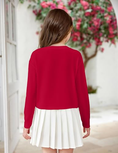 Image of Arshiner Girls Crop Tops Long Sleeve Shirts Drop Shoulder Crewneck Casual Fashion T Shirts Tee