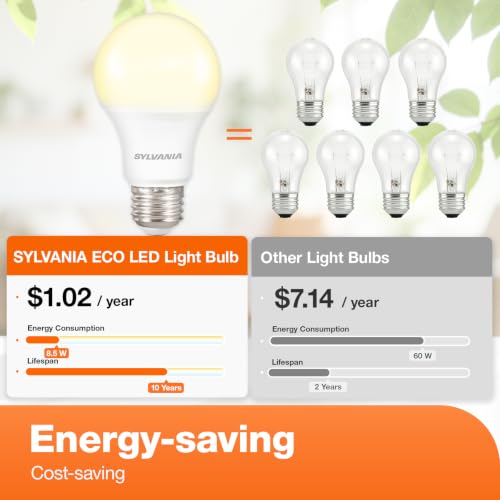 Image of Sylvania LED Light Bulb, 60W Equivalent A19, Efficient 8.5W, Medium Base, Frosted Finish, 800 Lumens, Bright White - 4 Count (Pack of 6) (79704)