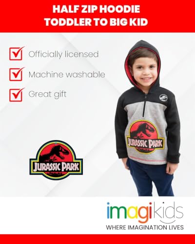Image of Jurassic Park Dinosaur Movie Logo Boys' Fleece Hoodie Pullover Sweatshirt w Zipper
