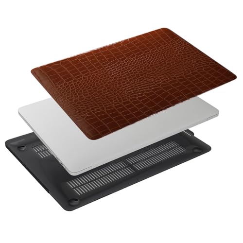FFBOFFC Laptop Hard Cover Compatible with MacBook Air 13.6 inch Case 2024 2022 with Liquid Retina Display Model A2681 A3113, Leather Crocodile Print Shell Case Cover & Keyboard Skin, Brown by FFBOFFC - Image 5
