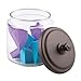 mDesign Metal Vanity Tray for Towels or Cosmetics, Tall and Short Glass Apothecary Jars - Set of 3, Clear/Bronze