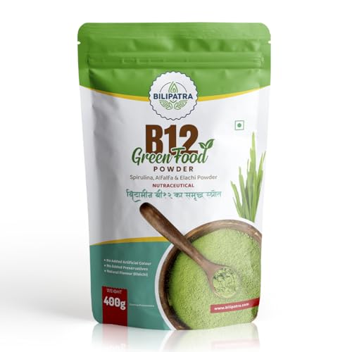 Image of B12 Green Food Powder, 400g | Plant Based Vitamin B12 Supplement (B12GreenFood Powder) | Vitamin B1, B2, B3, B6, B9,C & A | Boost Energy Level, Good For Digestion & Stress, For Men & Women