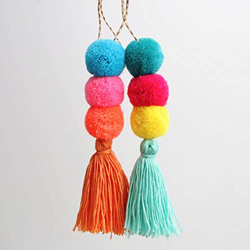 image for QTMY Colorful Tassel Bag Charm for Women,Layered Tassel Keychain Keyri
