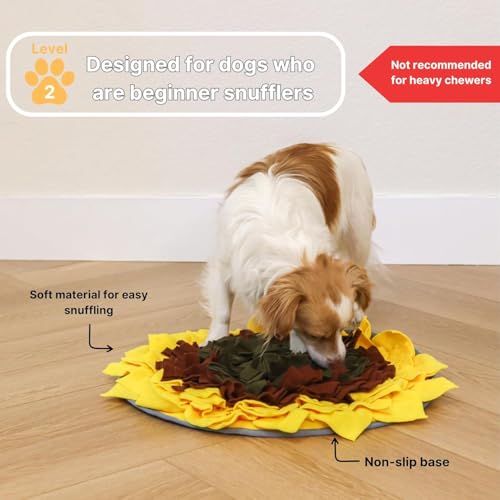 Snuffle Mat for Dogs Sunflower, Large Dog Snuffle Mat 19” x 19”, Plush Enrichment Toy Slow Feeder, Mental Health Puppy Chew Toys to Keep Them Busy, Machine Washable, Snuffle Mat for All Breeds Sizes — view 3