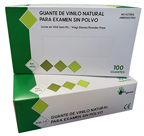 Caja 100 Guantes vinilo desechable talla P Cover