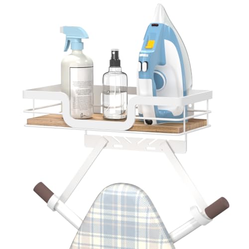Ironing Board Hanger Wall Mount, T&Y Shaped Iron Holder for Laundry Rooms | Space-Saving, Holds Iron & Ironing Board, for Utility Room, Sewing Room, Closet, Home Decor and Storage, White