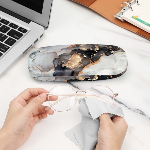 Image of FINTIE Hard Shell Eyeglasses Case, Portable Protective Glasses Cover Eyeglass Holder Box with Cleaning Cloth for Men Women