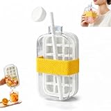 Garrafa com Forma de Gelo Copo 2 em 1 com Canudo – Bandeja de Gelo de Silicone com Tampa, Molde de Cubos de Gelo para Freezer, Drinks, Whisky, Café Gelado e Coquetéis (BRANCO)