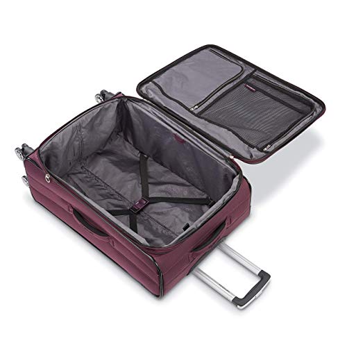 samsonite ascella x softside expandable luggage with spinner wheels plum checked-large 29-inch