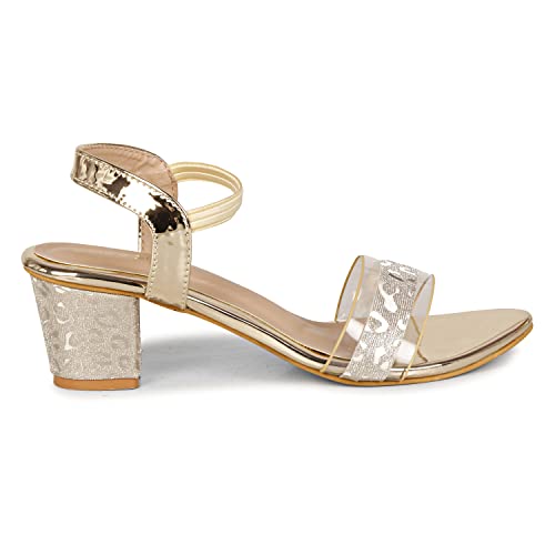 Image of Smart & Sleek Transparent Block Heels Sandals for Women & Girls-AB55