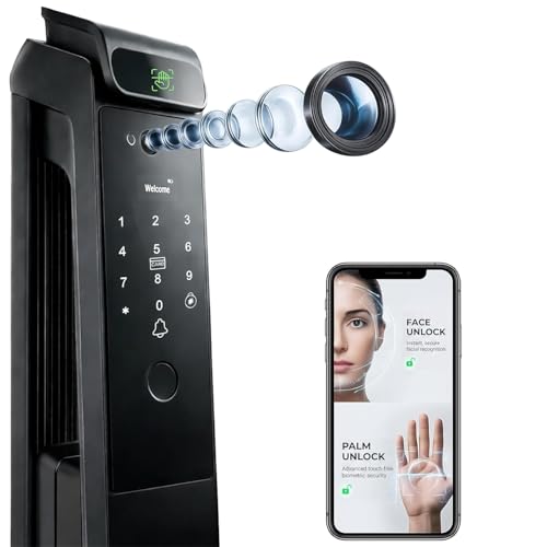 Image of Golens X94 Premium Smart Door Lock for Main Door | 9-Way Unlock with 3D Face ID, Palm Unlock, Fingerprint, PIN, RFID Card, Mobile App, RF Remote & Mechanical Key | Luxury Heavy-Body Digital Door Lock