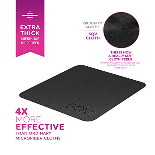 Premium Microfiber Cleaning Cloth - Extra Soft Suede Like Lint Free Cloths for Eyeglasses & Glass, Compatible with iPad, iPhone, Phone, Tablet, MacBook, Screen, Camera Lens (12 Small - 2 Large, Black) - Thumbnail 3