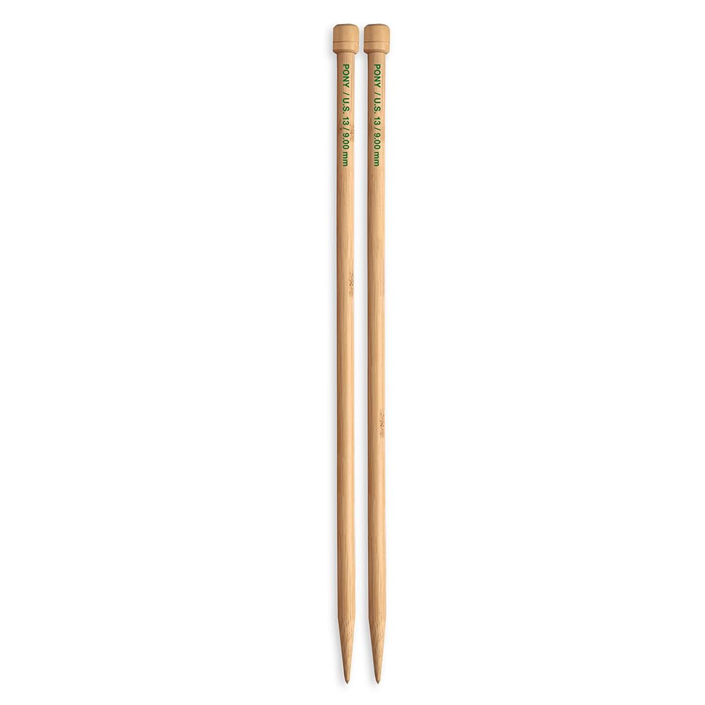 Pony Single Ended Bamboo Knitting Pins, Multi-Colour, 9mm