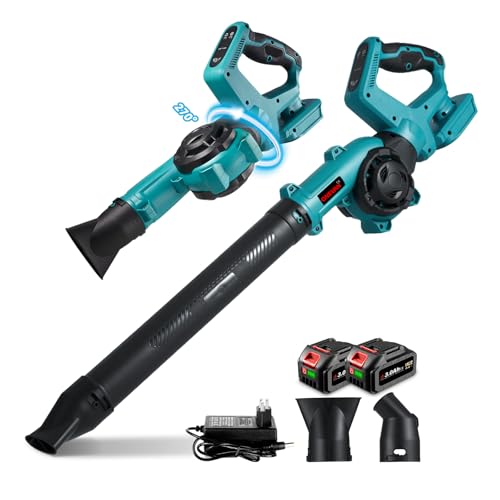 Leaf Blower Garden Cordless - Powerful Cordless Leaf 350W Max Power, with Max Speed of 252km/h, 3 Adjustable Speed, 270° Rotatable Electric Leaf Blower