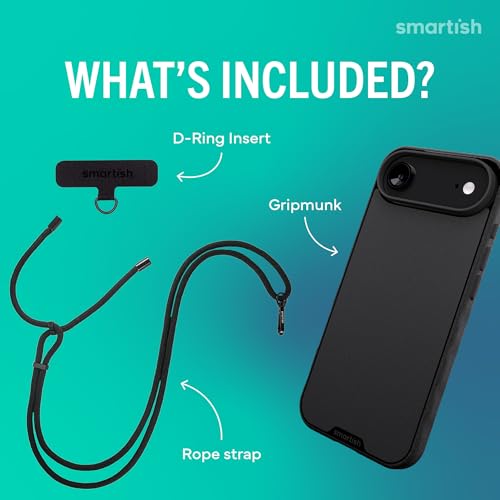 Image of Smartish iPhone Air MagSafe Case + Crossbody Lanyard Strap - Thin Grip Cover with Universal Detachable Shoulder Neck Strap for Apple iPhone Air - Black Tie Affair