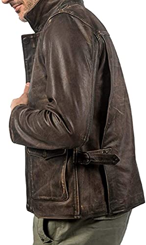 Vintage Brown Raiders of The Lost Ark distressed Leather Jacket,Harrison Ford American Bomber Leather Coat4