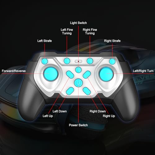Voiture télécommandée 2.4 GHz HUIOP rotative à 360° avec pneus tout-terrain et LED - 8