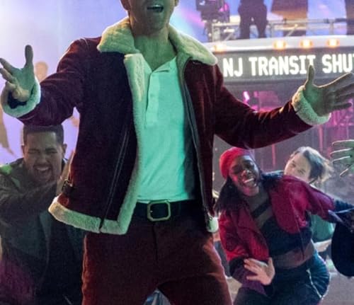 Men's Spirited Ryan Reynolds Maroon Leather Faux Fur Jacket Santa Coat Maroon Suede Leather Jacket4