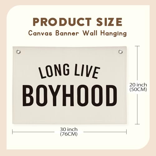 Image of Boy Room Decor,Long Live Boyhood Canvas Banner Nursery Playroom Wall Decor for Boys Bedroom Toddler Decorations Teen Boy Room Decor,Playroom Decor Wall Hanging Flag Canvas Banner 30x20 Inch