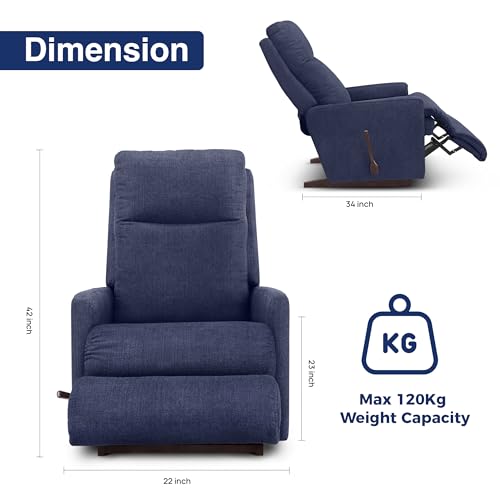 Image of LA Z BOY American Imported Rayna Soft Suede Fabric Single Manual Reclina Rocking Recliner | Padded 1 Seater Relaxing Chair for Home Office Living Room | I-Flannigan Midnight