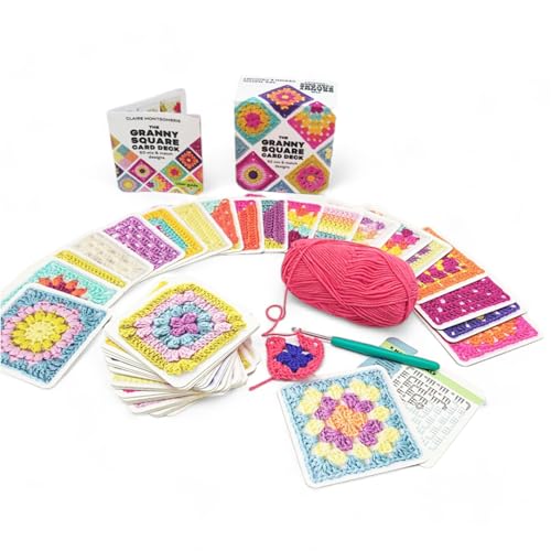 podafu 50 Mix & Match Designs The Granny Square Card Deck Knitting Kit for Adults
