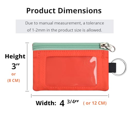 Image of RFID Blocking Travel Wallet with Adjustable Lanyard, Small Nylon Zipper Pouch and Badge Holder for ID, Credit Cards, Cash, Keys, Commuters (Blazing Orange)